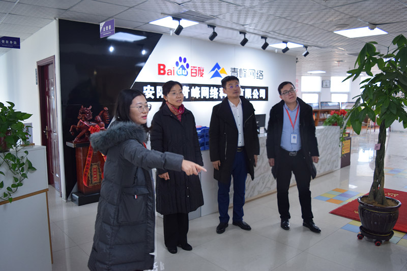 中共河南省委網(wǎng)信辦社評處處長李麗同志，中共安陽市委網(wǎng)信辦副主任、市互聯(lián)網(wǎng)行業(yè)黨委書記王曉萌同志蒞臨安陽青峰網(wǎng)絡參觀指導！
